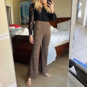 Express super high waisted brown and black patterned textured pants